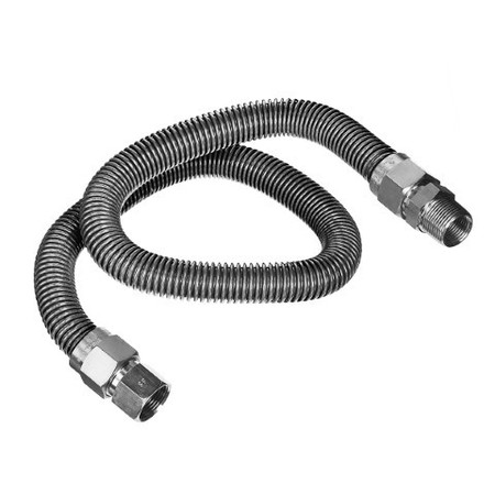 FLEXTRON Gas Line Hose 1/2'' O.D.x72'' Length 3/8" FIPx1/2" MIP Fittings, Stainless Steel Flexible Connector FTGC-SS38-72J